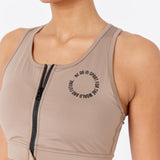 demi zip - sports bra - bright brown