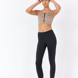 demi zip - sports bra - bright brown