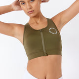 demi zip - sports bra - dark olive